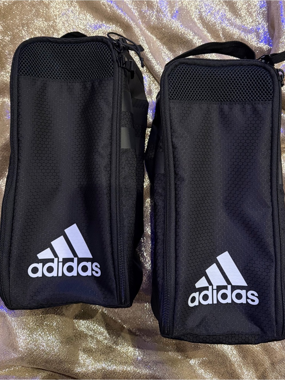 Adidas Black Shoe Bags with White Logo — Pair (2)